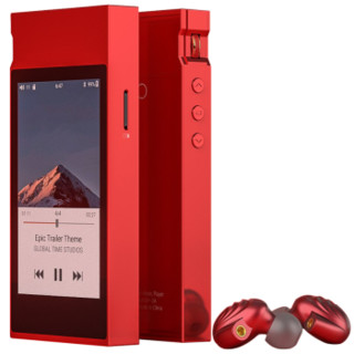 FiiO 飞傲 M7 音频播放器 红色 +F9 耳机 可换线 绕耳式 红色 套装
