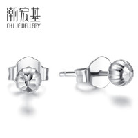 CHJ JEWELLERY 潮宏基 PT950铂金 满月 铂金耳钉 约1.1g