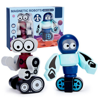 亚之杰儿童磁力片积木磁铁玩具磁力棒吸铁石磁变机甲机器人合体玩具 *2件