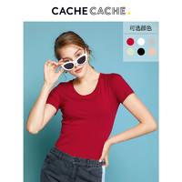 CacheCache短袖纯色t恤女装2019新款潮修身上衣泫雅打底衫T恤夏