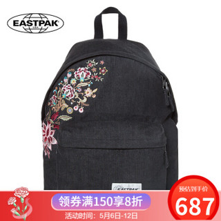 EASTPAK民族风双肩包时尚轻便休闲防泼水刺绣背包 黑色 EK62018U