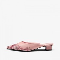 CHARLES&KEITH;刺绣饰尖头低跟穆勒鞋女