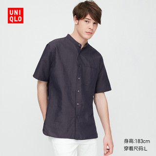 男装 麻棉立领衬衫(短袖) 425104 优衣库UNIQLO