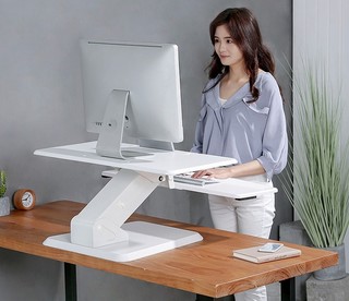 Brateck站立办公升降台式电脑桌 笔记本办公桌 可移动折叠式工作台书桌 联想华硕笔记本显示器支架台 T42黑色