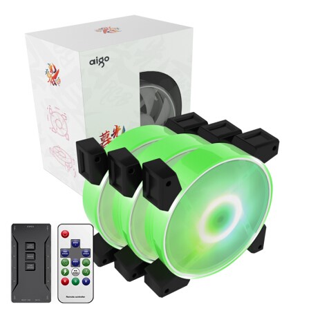 aigo 爱国者 暮光C3 RGB 110mm 机箱风扇 三个装 控制器