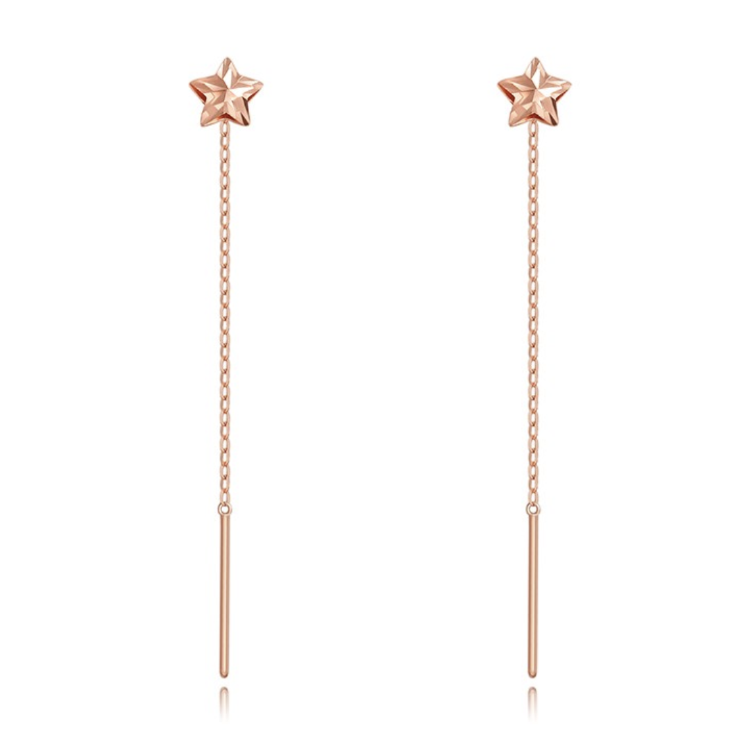 老庙黄金 星星物语 18k彩金耳线