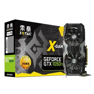 ZOTAC 索泰 GeForce GTX 1050Ti 4GD5 X GAMING OC 显卡 4GB