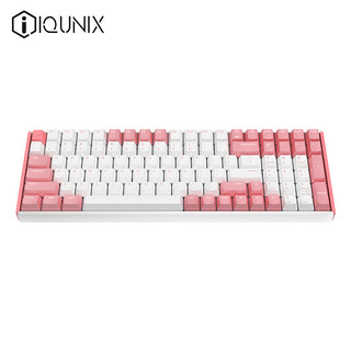 iQunix F96粉色版蓝牙机械键盘 CNC铝合金外壳 PBT键帽 100键游戏键盘 原厂樱桃Cherry轴体 无背光 茶轴
