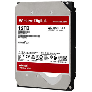 Western Digital 西部数据 红盘系列 3.5英寸NAS硬盘 12TB 256MB(5400rpm、PMR)WD120EFAX