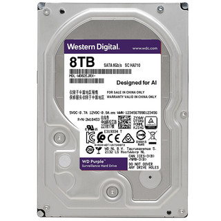 Western Digital 西部数据 紫盘系列 3.5英寸监控级硬盘 8TB 256MB(7200rpm、PMR)WD82EJRX