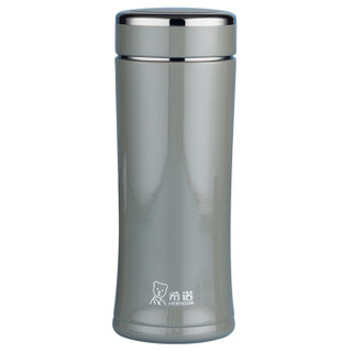 希诺（HEENOOR）保温杯不锈钢真空男女士杯子便携商务泡茶水杯XN-3001绿灰色 400ml