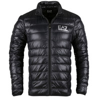 阿玛尼EMPORIO ARMANI 男士薄款拉链长袖羽绒服8NPB01 PN29Z 黑色银印M