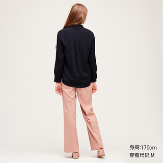 UNIQLO 优衣库 女士翻领花式衬衫424642 藏青色 S