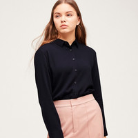 UNIQLO 优衣库 女士翻领花式衬衫424642 藏青色 S
