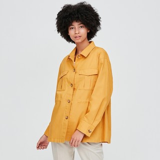 UNIQLO 优衣库 427065 女士麻棉衬衫式夹克