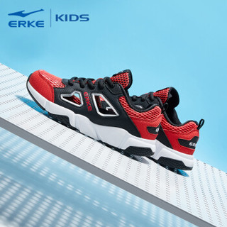 鸿星尔克（ERKE）儿童运动鞋男童鞋大童框子鞋跑鞋 63118203057 正黑/大学红 33码