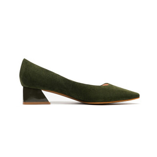 莱尔斯丹 le saunda 时尚优雅通勤尖头套脚中跟女单鞋LS AM32703 绿色 37