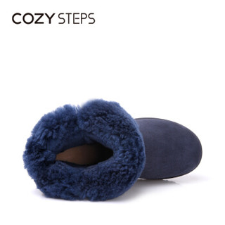 COZY STEPS澳洲羊皮毛一体平底编织保暖雪地靴女5D881 葡萄紫色 38