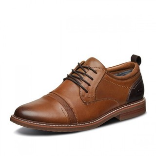 斯凯奇男鞋子绑带时尚商务男士休闲鞋绅士德比鞋男士皮鞋 39.5 棕褐色