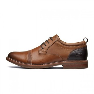 斯凯奇男鞋子绑带时尚商务男士休闲鞋绅士德比鞋男士皮鞋 39.5 棕褐色