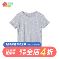 贝贝怡男女宝宝短袖T恤夏季新款满印星星上衣 麻灰
