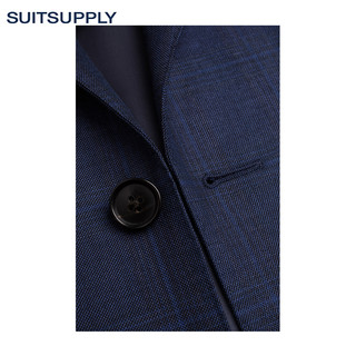 Suitsupply- Lazio蓝色羊毛丝麻混纺格纹商务休闲男西装套装