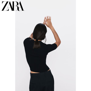 ZARA新款 女装 罗纹短款针织衫 05536002800