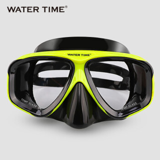WATERTIME 蛙咚 潜水镜 浮潜面具 成人装备护鼻蛙镜 黄黑色