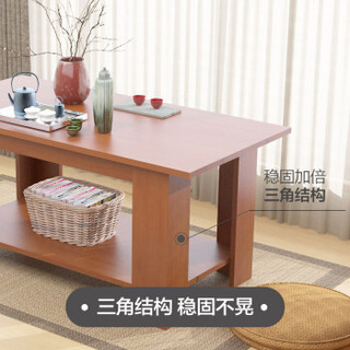 沃变 客厅茶几 边几桌子1米现代简约双层储物茶几  红胡桃色CJ-02-1