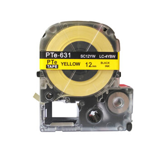 普贴（PUTY）PTe-631 标签打印机色带 适用爱普生、锦宫牌标签机标签带标签纸黄底黑字12mm