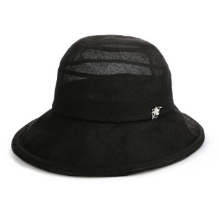 诗丹凯萨遮阳帽女夏季时尚圆顶渔夫帽苎麻材质舒适透气可折叠布帽 WGSB181028 黑色 57cm