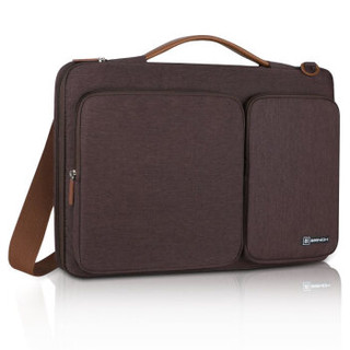 英制（BRINCH）时尚商务电脑包单肩手提内胆包防水美版苹果联想华硕笔记本包BW-237 15.6英寸棕色