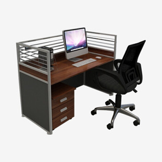 麦森（maisen）屏风 单人职员隔断办公桌 办公家具组合工位 一字型不带柜 柚木色 MS-PF-401
