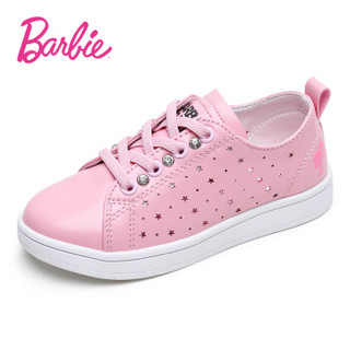 芭比 BARBIE 童鞋 女童运动鞋 小白鞋 镂空公主鞋 儿童运动鞋 2028 粉色 26