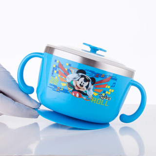 迪士尼（Disney）保温碗儿童餐具 婴儿注水保温辅食碗宝宝304不锈钢餐具 蓝色米奇