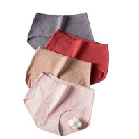 Langsha 浪莎 女士高腰纯色内裤61082 咖啡/灰色/枣红/粉色 L