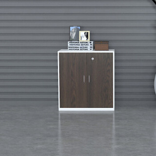 麦森（maisen）办公柜 木质资料收纳茶水矮柜现代简约办公家具 胡桃+白色 MS-CSG-112