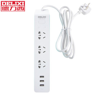 德力西（DELIXI）CD98E-BK3X3UW(DL) 智能WIFI 插座/插排/插线板/接线板/拖线板/插板 三位五孔+三位USB 蒂芙尼蓝