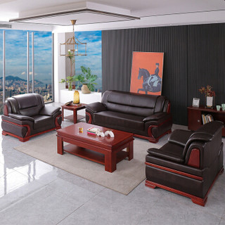 欧宝美办公沙发商务接待会客沙发办公用组合沙发3+1+1+茶几