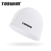 拓胜(TOSWIM)泳帽 男 成人PU游泳帽 女长发防水 护耳不勒头 水母白
