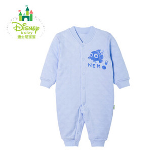 迪士尼(Disney)婴儿衣服秋冬新款爬服男女宝宝前开扣保暖连体衣174L729 浅蓝 59cm