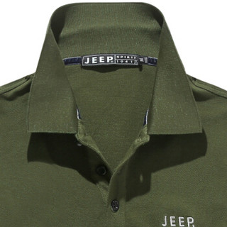 吉普 JEEP 男士Polo衫 短袖T恤男翻领棉质宽松半袖大码青年Polo衫 LS08001 军绿 L