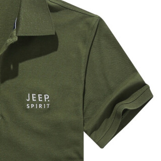 吉普 JEEP 男士Polo衫 短袖T恤男翻领棉质宽松半袖大码青年Polo衫 LS08001 军绿 L