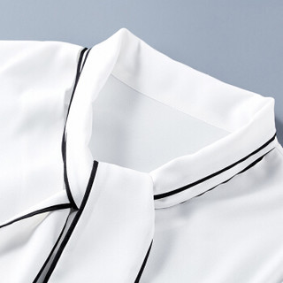 尚都比拉（Sentubila）2019新款女装撞色系带衬衫简约百搭职业长袖雪纺衫 193V0526352 白色 XL