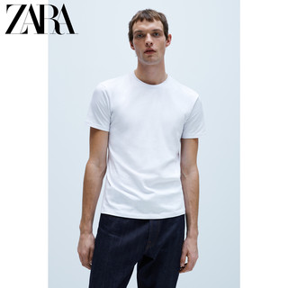 ZARA 新款 男装 修身基本款圆领打底白色短袖 T 恤 05584320250