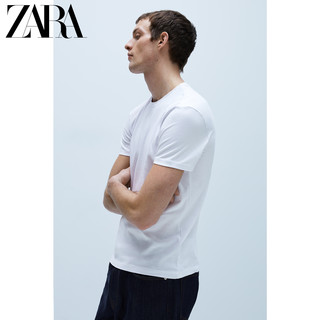 ZARA 新款 男装 修身基本款圆领打底白色短袖 T 恤 05584320250