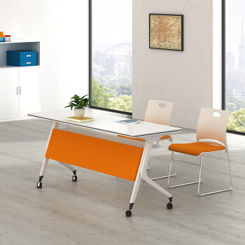 中伟办公桌会议桌培训桌洽谈桌折叠桌长条桌阅览桌接待桌 ZDZ-03 1.6M-橙色