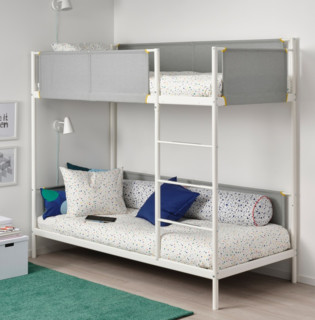 IKEA 宜家 IKEA00000958 VITVAL 维特瓦尔 儿童双层床 淡灰色 90*200cm