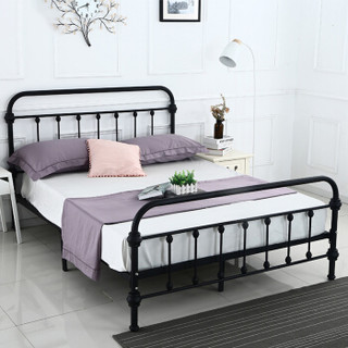 洛克菲勒  铁艺公寓用床 1.5米双人床欧式铁架床简约现代风 含22cm床垫
