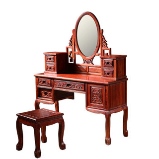 新中式实木梳妆台 中式明清化妆桌组合卧室化妆台妆凳家具HT19